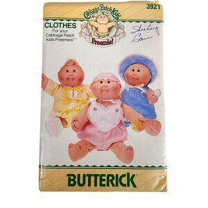 Butterick 3921 Cabbage Patch Kids Doll Preemie Clothes Sewing Pattern Romper Hat
